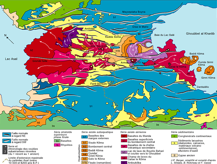 Carte geologique du rift emerge entre Ghoubbet et lac Asal